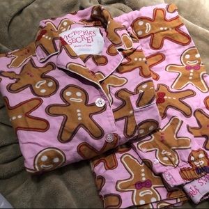Victoria Secret Christmas Gingerbread Long Sleeved Flannel Christmas Pajamas